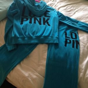 Velour turquoise pink collection pants and jacket