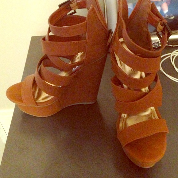 Tan Gladiator style wedges