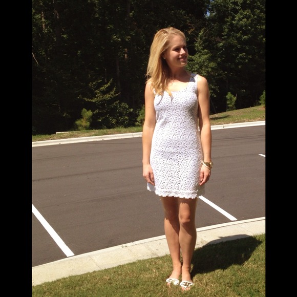 White Eyelet Shift Dress, XXS/XS