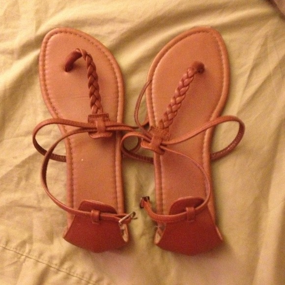 Brown braided sandals