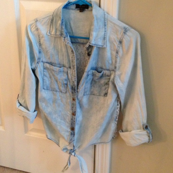 Denim Shirt with a Lace Back