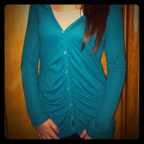 Michael Stars Blue/Teal long sleeve buttons CUTE!!