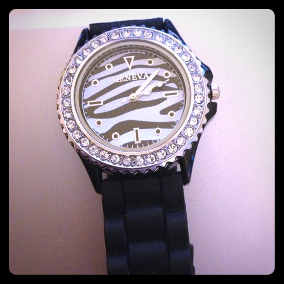 Geneva zebra print watch