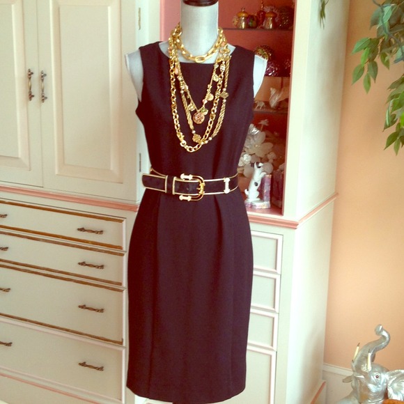 Talbots black sleeveless shift dress 63% rayon 32%