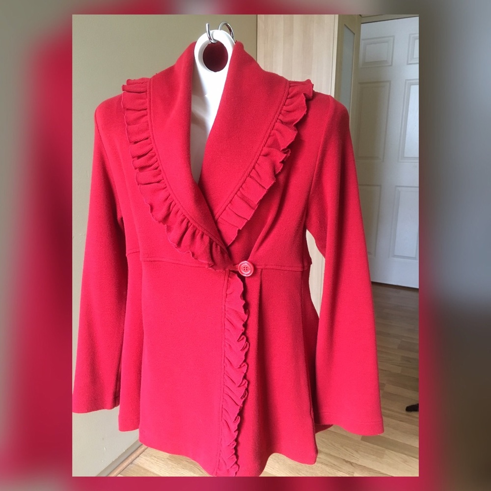 Red Sweater Coat! - Picture 3 of 6