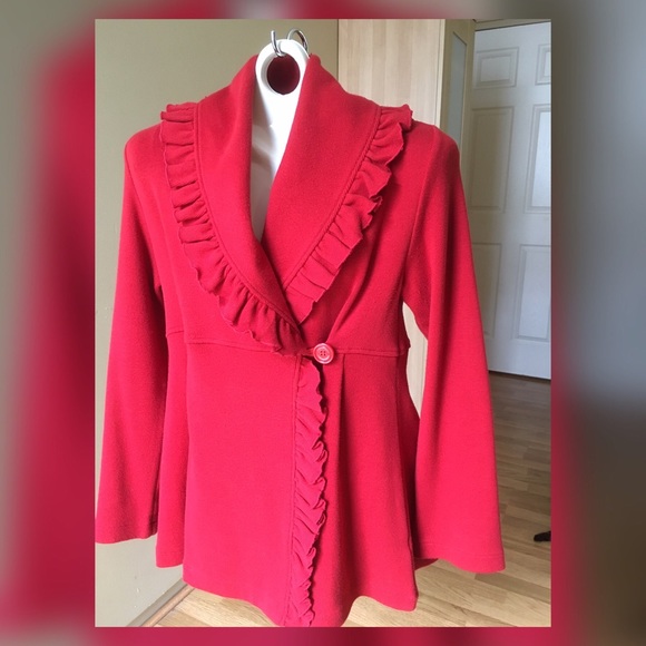 Red Sweater Coat! - Picture 3 of 6