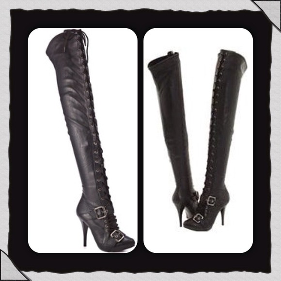 Reduced!! GUESS ORISKA THIGH HIGH LACE UP BOOTS - Picture 1 of 2