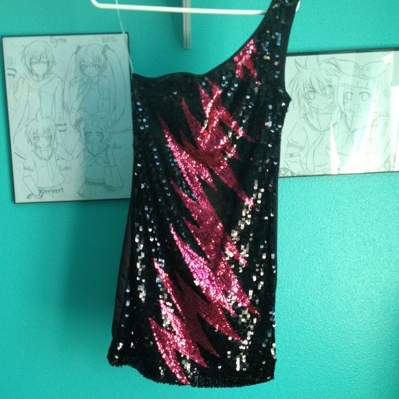 One strapped sequined dress