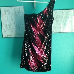 One strapped sequined dress