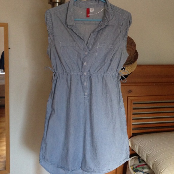 Blue striped shirt dress - Picture 1 of 3