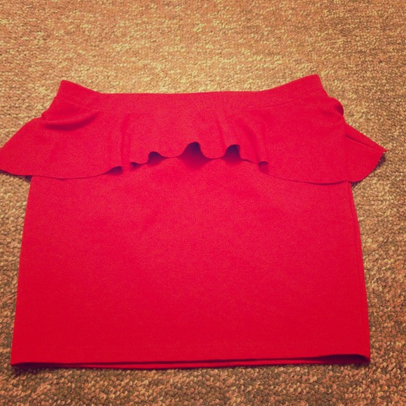 SOLD IN BUNDLE-Red peplum skirt