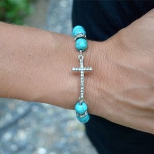 Silver cross bracelet