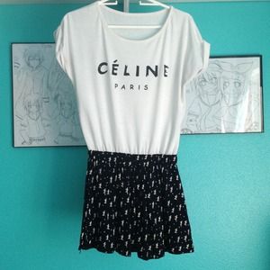 Cat pattern one piece dress