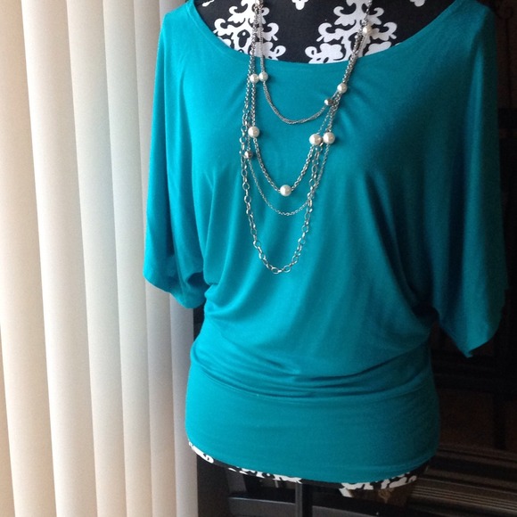 Teal Short Sleeved Dolman Top