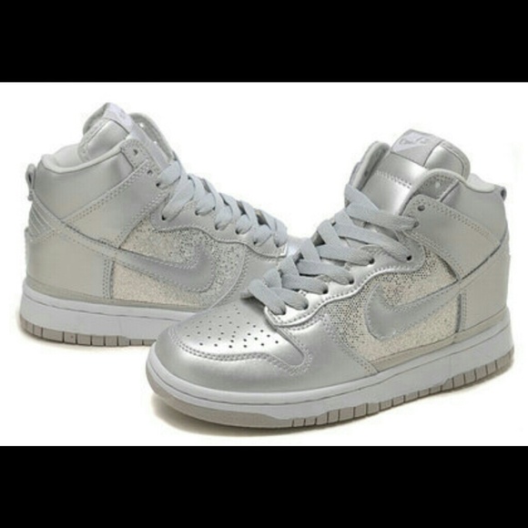 Silver Nikes With Glitter