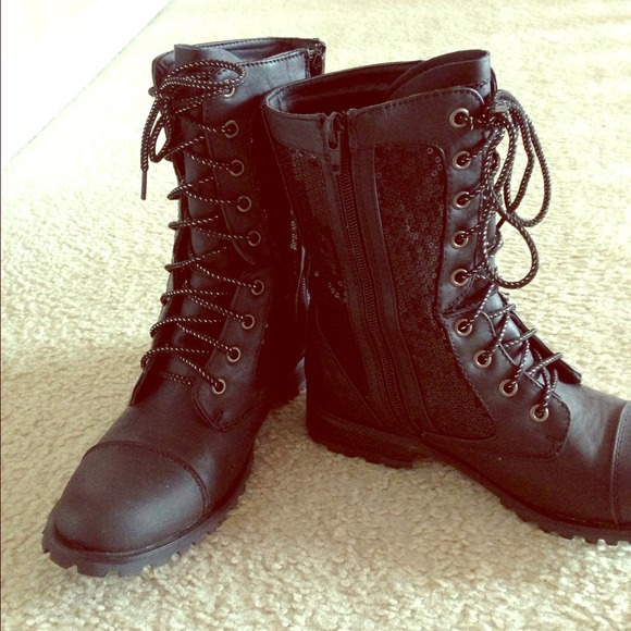 Black combat boots
