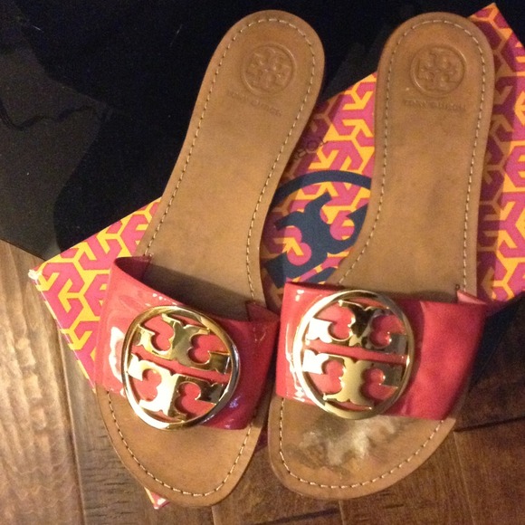 Authentic Coral Tory Burch Slides