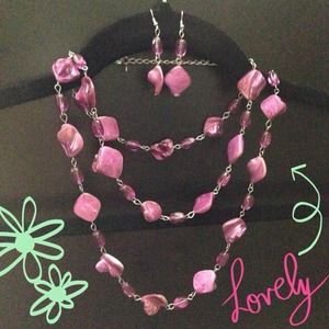 Pink necklace and earrings set