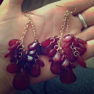 Burgund and gold chandelier earrings