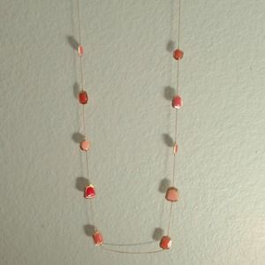 Long pink red orange and gold necklace