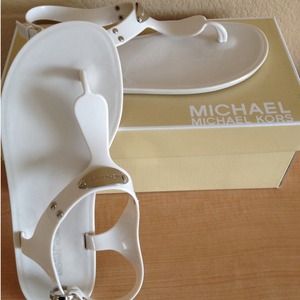 White Michael Kors jellies