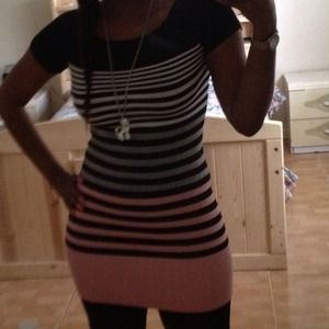 Stripped Sweater Material Dress