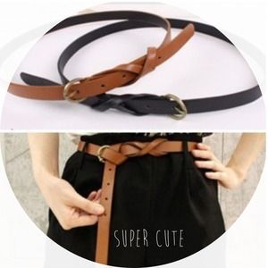 LEATHER trendy cross down women belt.