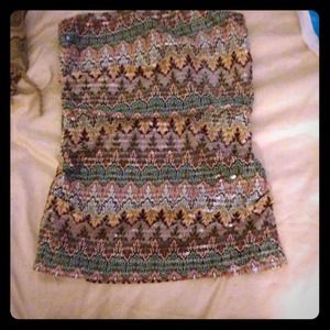 NWOT Express multi-color print tube top SZ XS