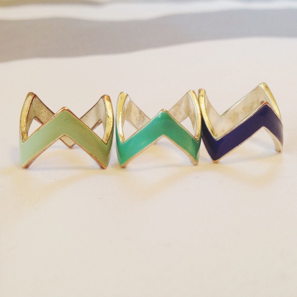 ❌BUNDLED❌ Chevron stackable ring set | blues - Picture 2 of 2