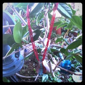 Beaded chain neckless with glass pendant