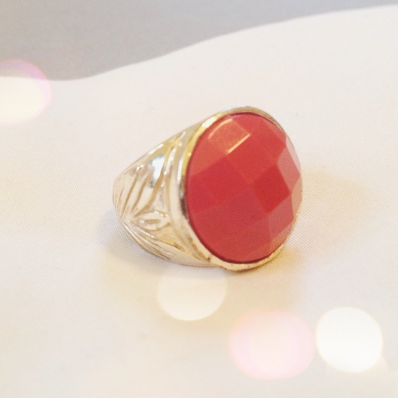 ❌BUNDLED❌ Silver + fuchsia faceted ring