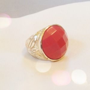 ❌BUNDLED❌ Silver + fuchsia faceted ring