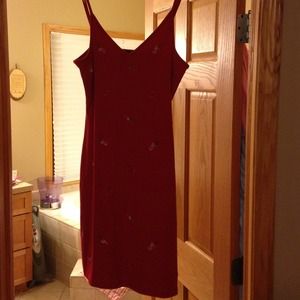 Red, cotton summer dress.