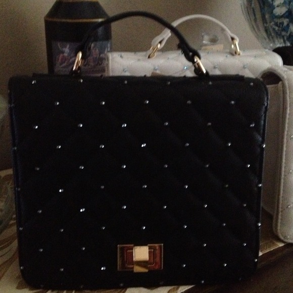 Gorgeous black handbag with Swarovski crystals