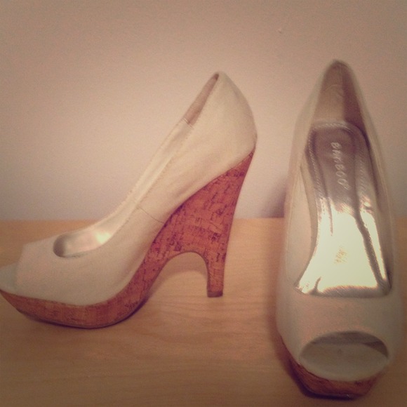Size 6.5 Canvas and Cork heels by Bamboo