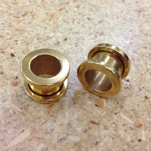 7/16 inch gold titanium screw back tunnels