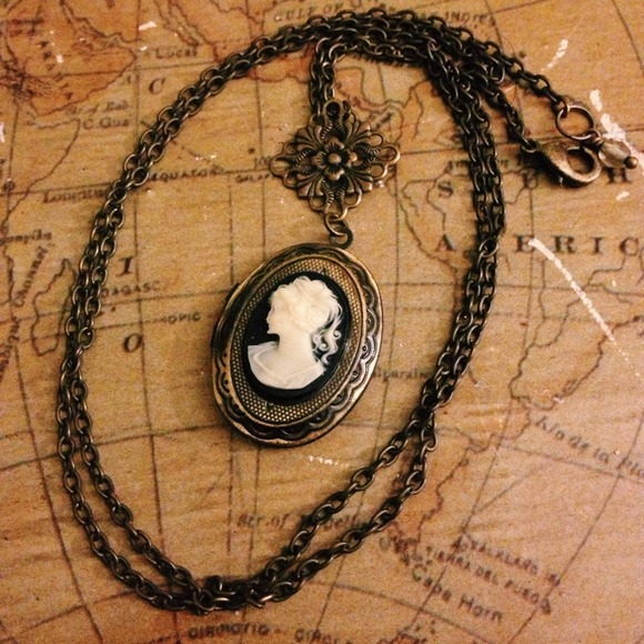 Cameo locket necklace