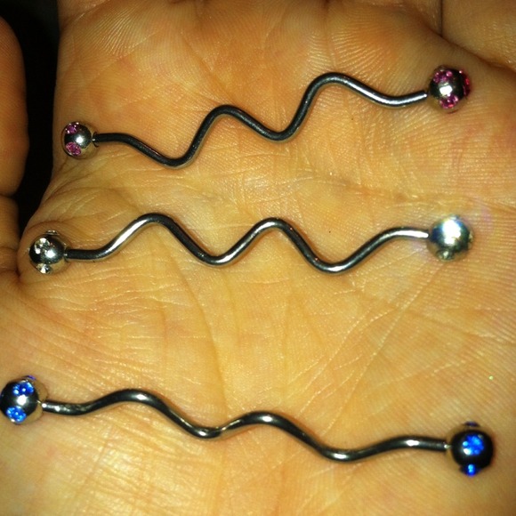 Industrial earrings (PINK ONE IS GONE) only 2 left