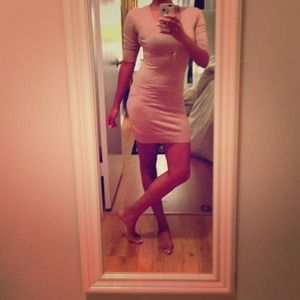 H&m tan long sleeve dress