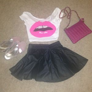 Faux-leather skater skirt. Never worn.
