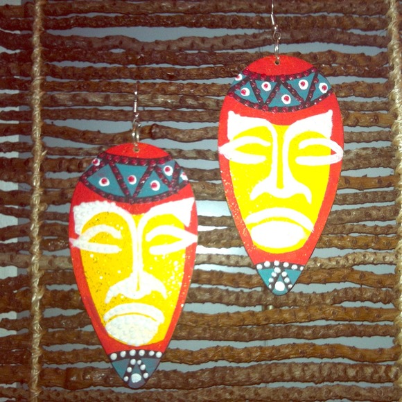 Hand Painted AWA Mask Earrings