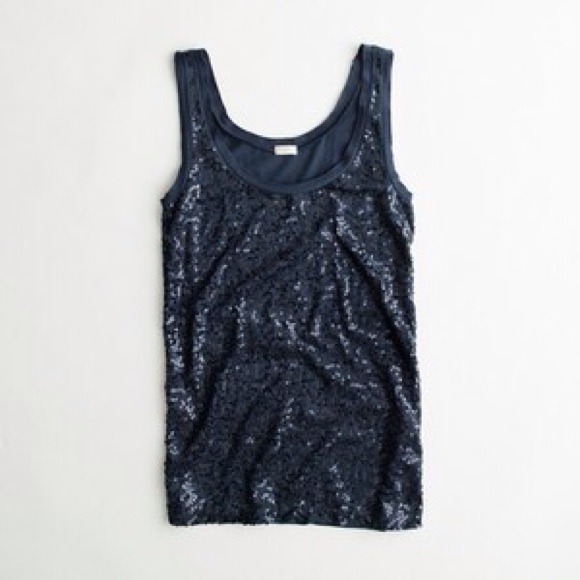 J. Crew Tops - 🚫SOLD🚫J.Crew Navy Blue Scattered Sequin Tank XS