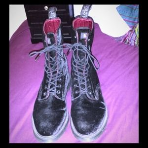 Black Velvet 10 Eye Doc Martens Boots