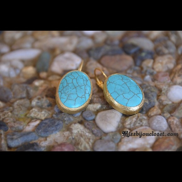 SOLD 24K Gold Plated Turquoise Earrings.