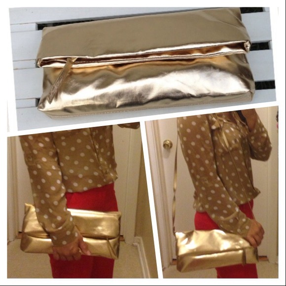 New Metallic Gold Folded Clutch/Crossbody