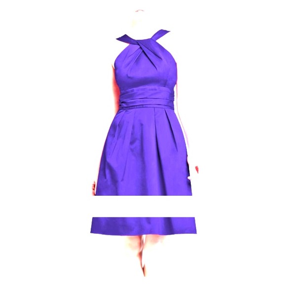 Y-neck cotton sateen bridesmaid dress w/ pockets.