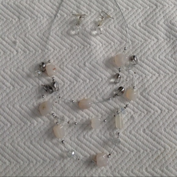 Three tier crystal necklace and earrings set - Picture 1 of 3