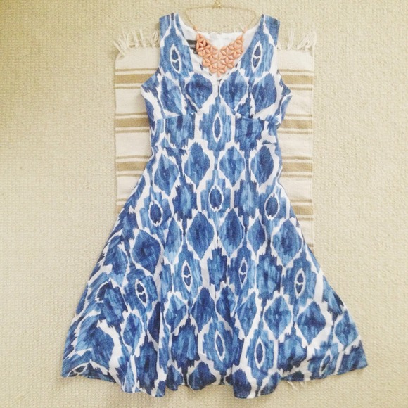 SOLD - Jones NY Blue Ikat Dress