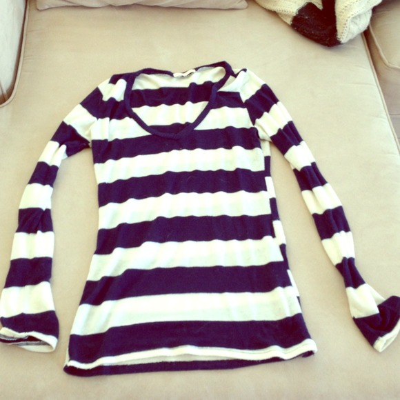 Navy blue and white striped thin sweater