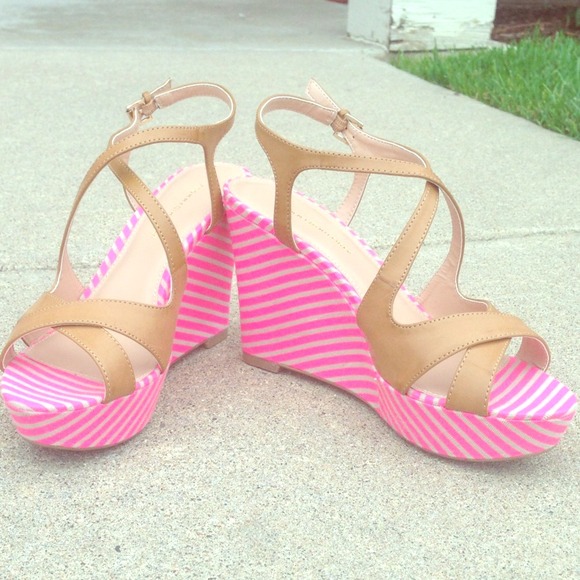 Pink striped Tommy Hilfiger wedges